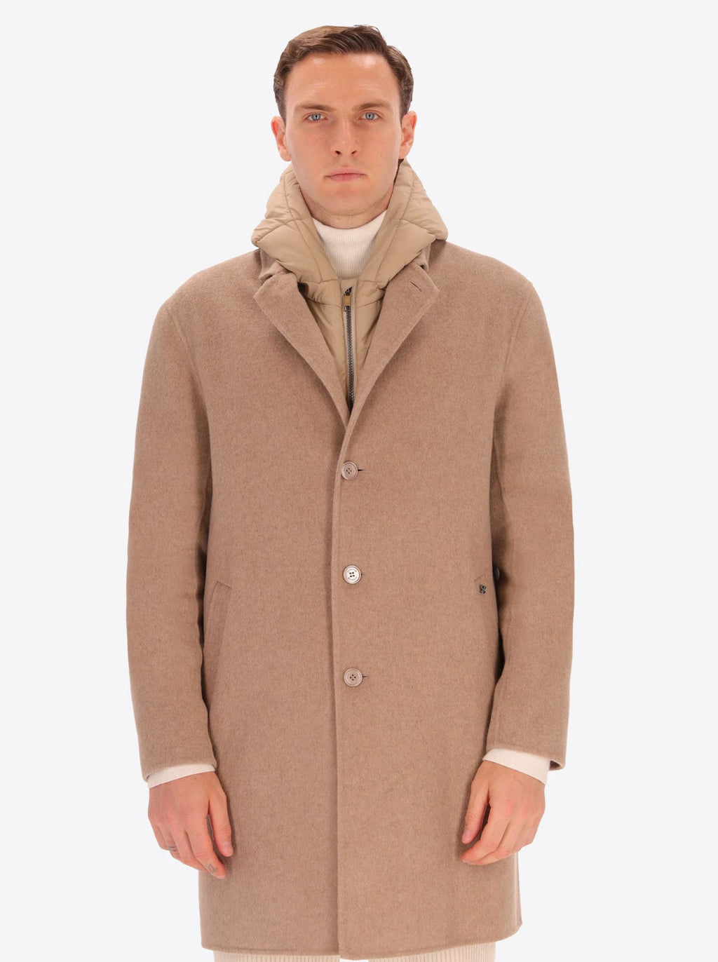 Distretto Wool Blend Coat With Detachable Hood Essex