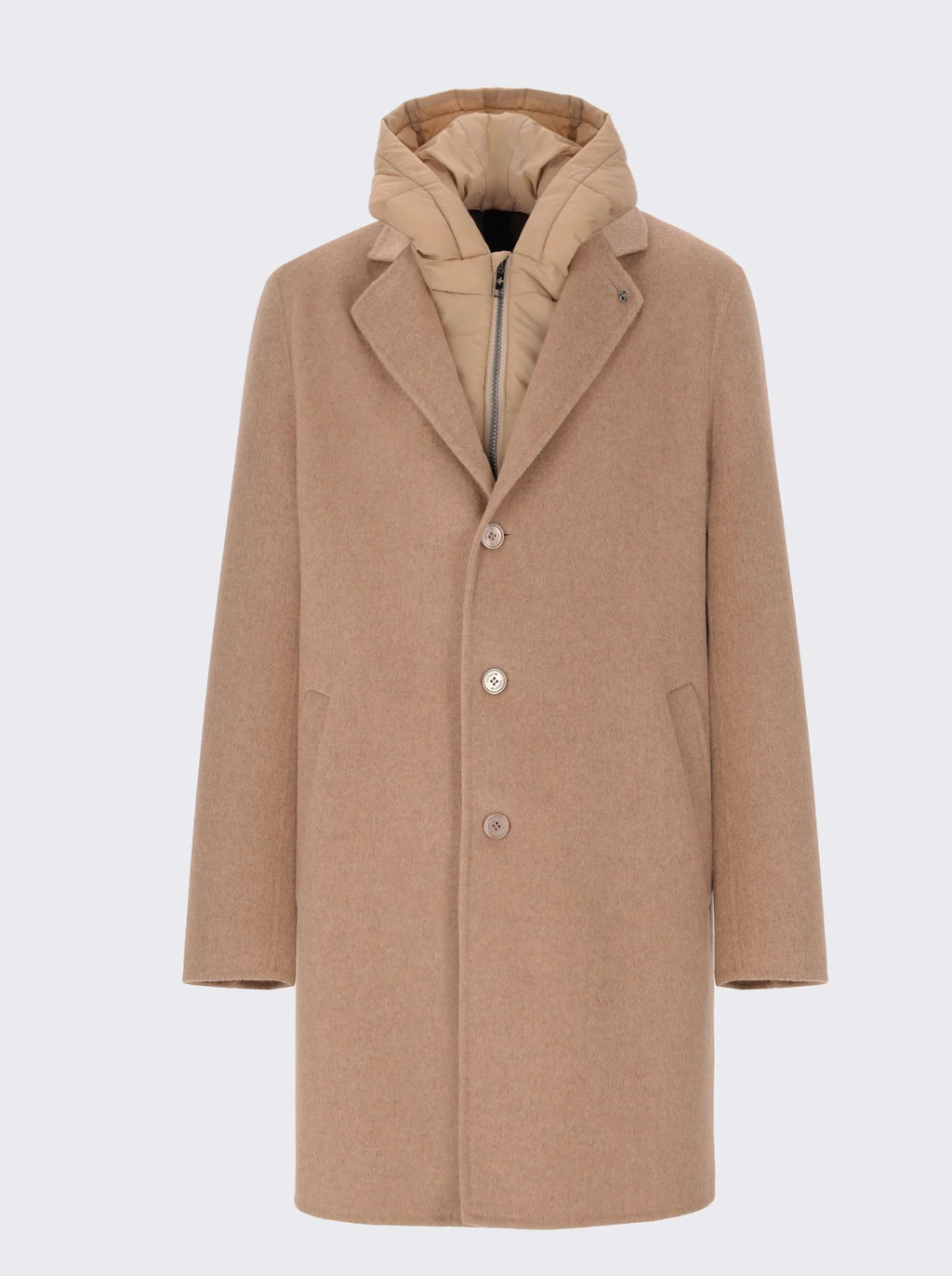 Distretto Wool Blend Coat With Detachable Hood Essex